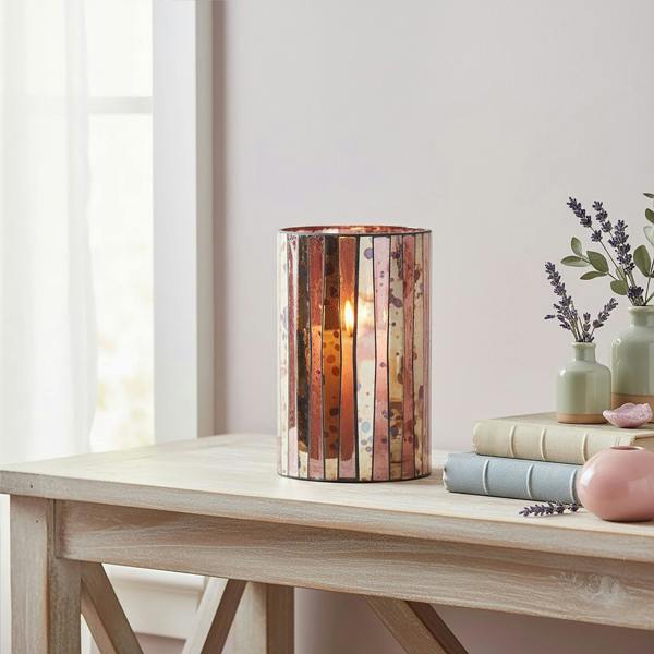 Interiors by Premier Gaia Pink Antique Finish Large Candle Holder