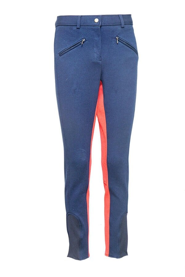 eQuitack Women's Stretchy Self Seat Horse Riding Jodhpurs Navy/Red