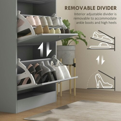 Wyld Haus Sari Wooden Grey Compact 3 Drawer Shoe Cabinet