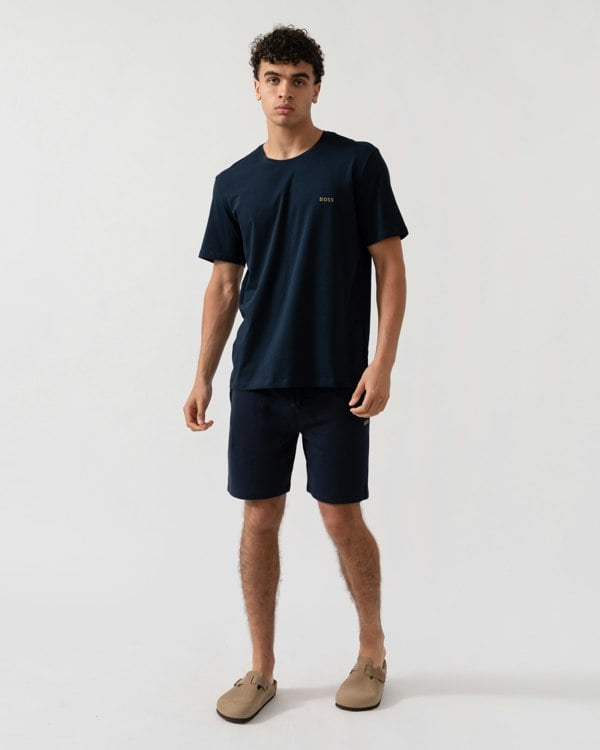 BOSS Orange Waffle Mens Cotton Blend Waffle Structure Pyjama Shorts with Embroidered Logo NOS - Dark Blue 403