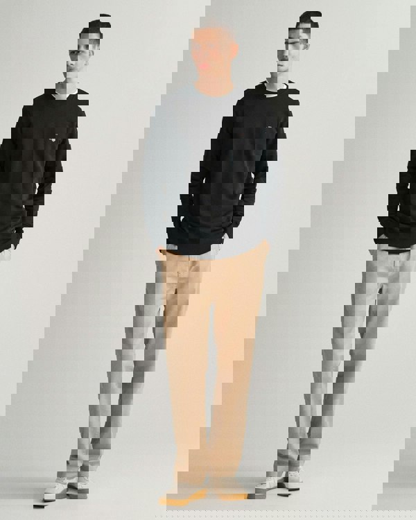 GANT Mens Regular Fit Shield Logo Crew Neck Sweatshirt - 5 Black