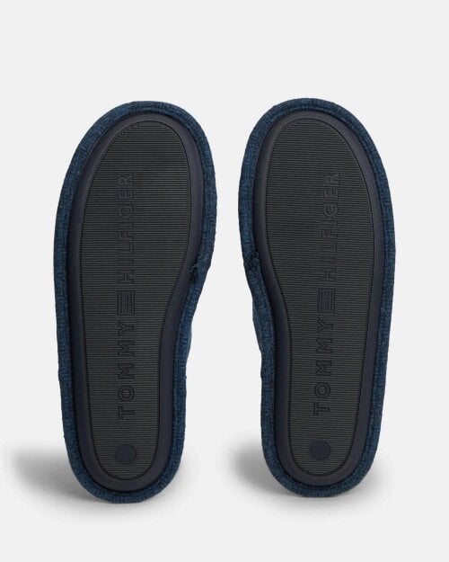 Tommy Hilfiger Herringbone Mens Hilfiger House Shoes - Navy Blue