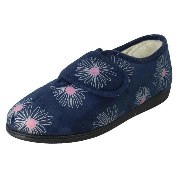 Rosebank Ladies Rosebank Flower Detailed Wide Full Slippers Judith