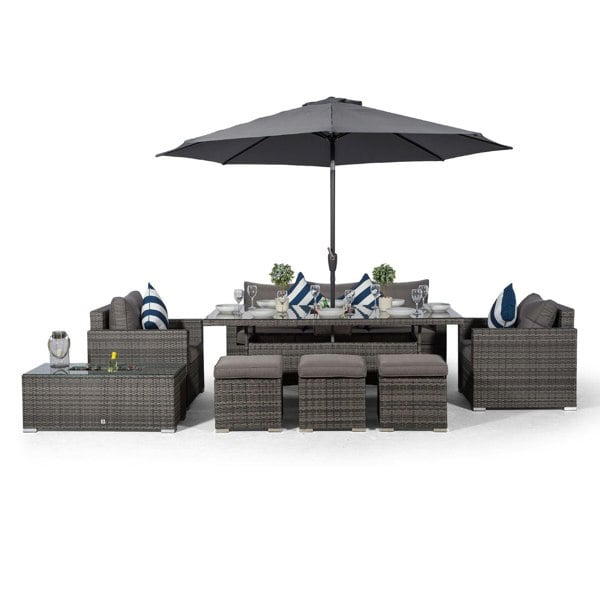 Giardino Sydney 8 Seater Drinks Cooler Conversation Dining Set With Coffee Table & 3 Stools