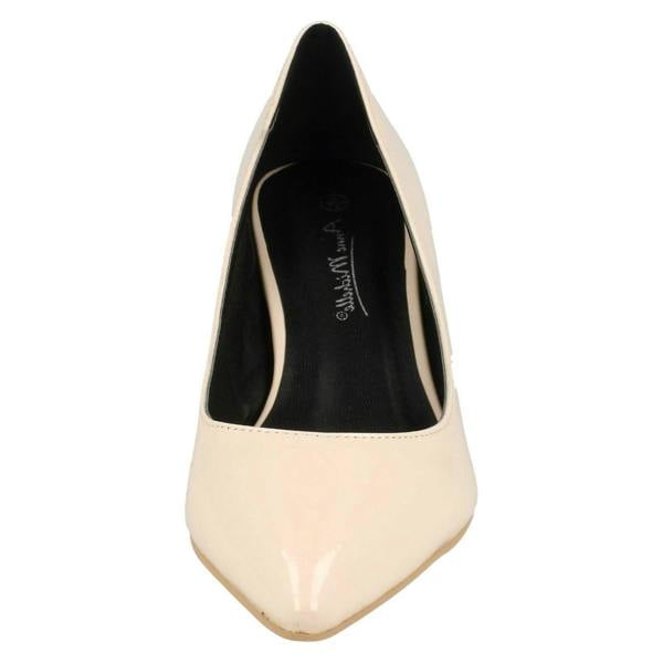 Anne Michelle Ladies Anne Michelle Kitten Heel Crinkle Patent Court Shoes