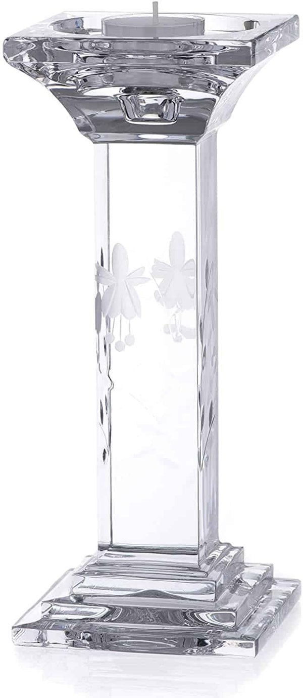 Diamante Fuchsia 24% Lead Crystal Candle Holder - 23cm