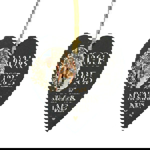 Personalised Memento Company Personalised Wedding Photo Upload Slate Heart Decoration