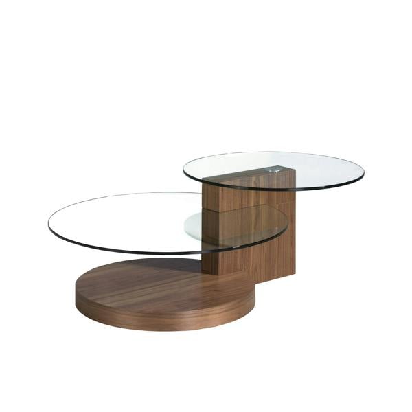 Angel Cerdá Round tempered glass and walnut coffee table 2019