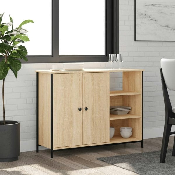 Berkfield Sideboard Sonoma Oak 100x33x75 cm Engineered Wood