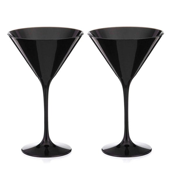 Diamante Ghost Black Crystal Martini Glasses - Set of 2