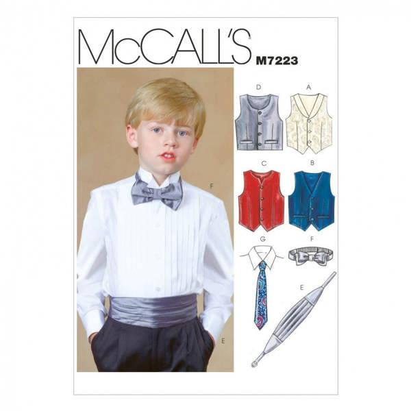 McCalls 7223 Paper Sewing Pattern – Kids' Waistcoat & Tie, Intermediate