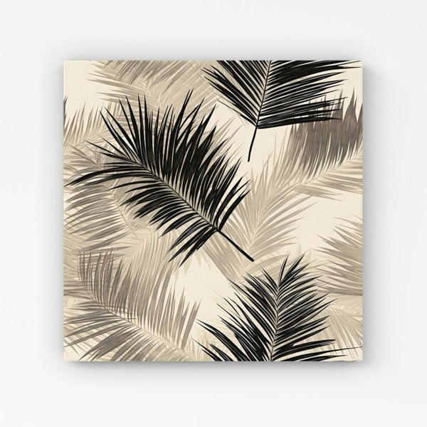 Warren Reed Black And White Tropical Palm Leaves Canvas