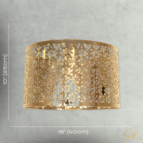 Moroccan Designed Large Gold Metal Pendant Shade with Floral Decor Image 7