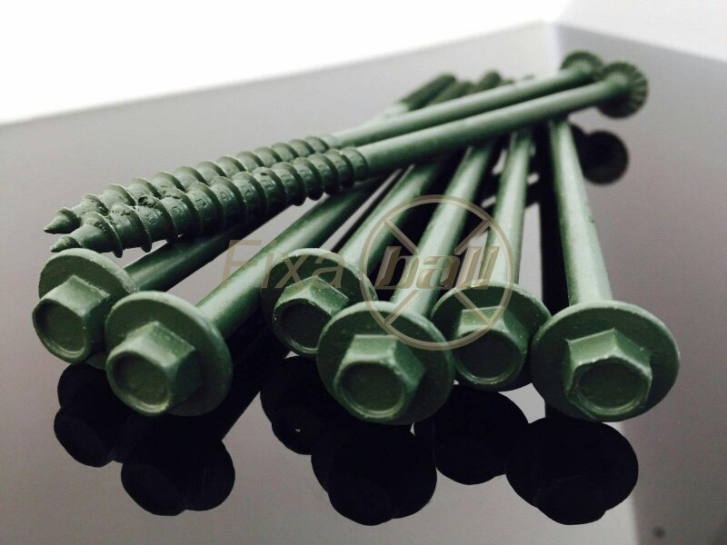 Fixaball Landscape Screw Sleeper Decking Hex Drive Flange Green  C.E