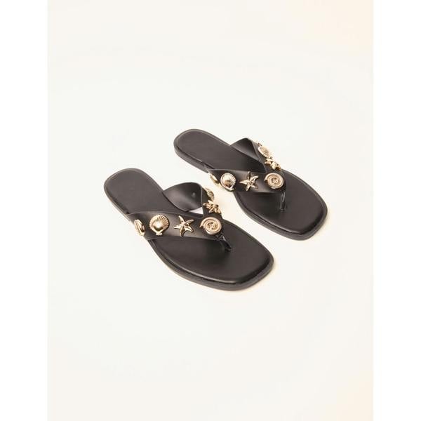 Blue Vanilla Sea Life Embellished Flip Flops