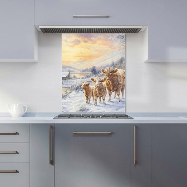 Warren Reed - Designer Family Of Highland Cows Kitchen Splashback