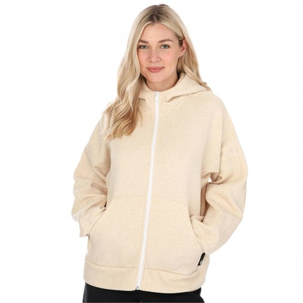 Adidas Womens Studio Lounge Fleece Full Zip Hoodie - Beige