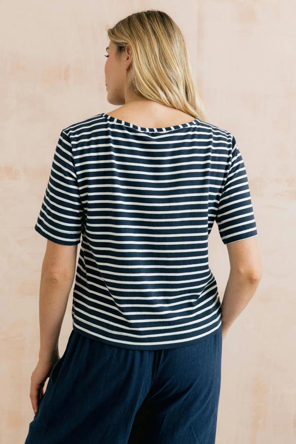 Lily & Me Kite Boxy Stripe T-Shirt Navy