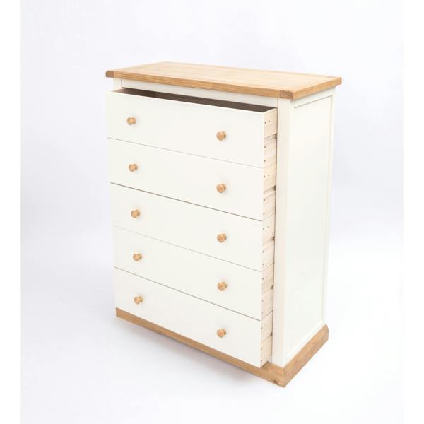 Cabinet Bits Trevi 5 Drawer Chest of Drawers Wood Knob