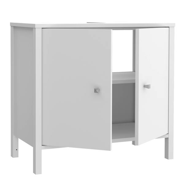 Furniture To Go Ipsarion Under Sink Bathroom Storage Unit with 2 Doors & Silver Handles in White