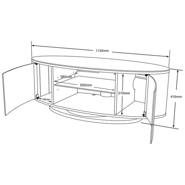 MDA Designs Luna Beam Thru Remote Friendly up to 50" LED/LCD/Plasma Gloss Black Luxury TV Cabinet Stand