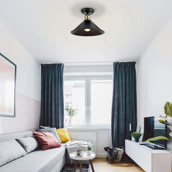 COSYLYTE Bowley Metal Ceiling Flush Light - Matt Black