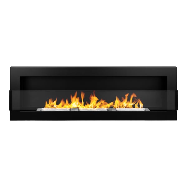 BIOFireplacesGMT Bioethanol Fireplace Wall Mounted 1200x400 Black Matt with Glass Ventless