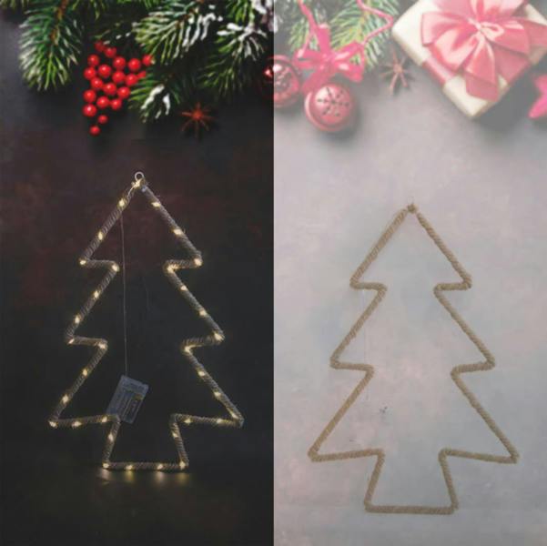 5cm Christmas Tree Silhouette LED Hemp Rope Light Decoration, Warm White, Battery Operated image 5