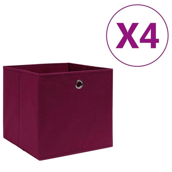 Berkfield Storage Boxes 4 pcs Non-woven Fabric 28x28x28 cm Dark Red