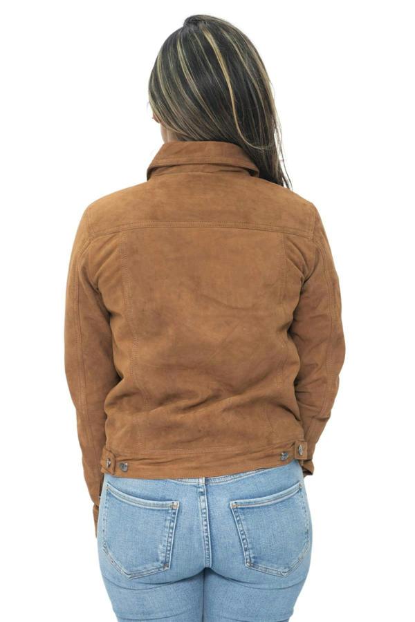 Infinity Leather Womens Goat Suede Trucker Jeans Jacket-Astoria