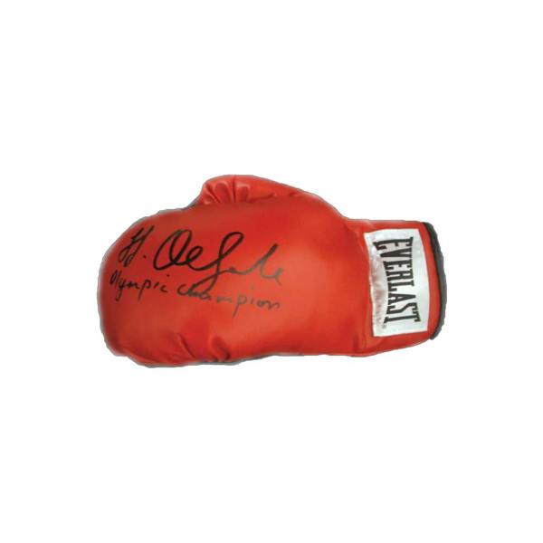 James Degale signed boxing glove with inscription — Unframed
