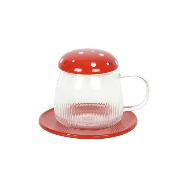 Serano Glass Mushroom Mug and Saucer