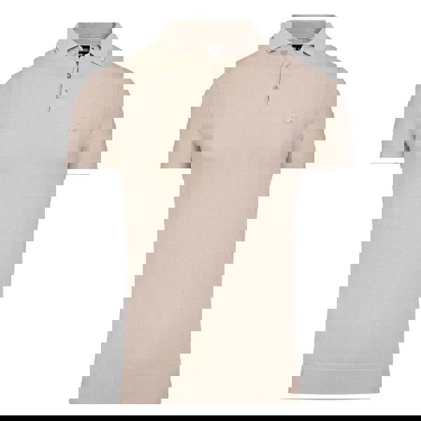 Raging Bull Mens Knitted Short-Sleeved Polo Shirt - Stone - 