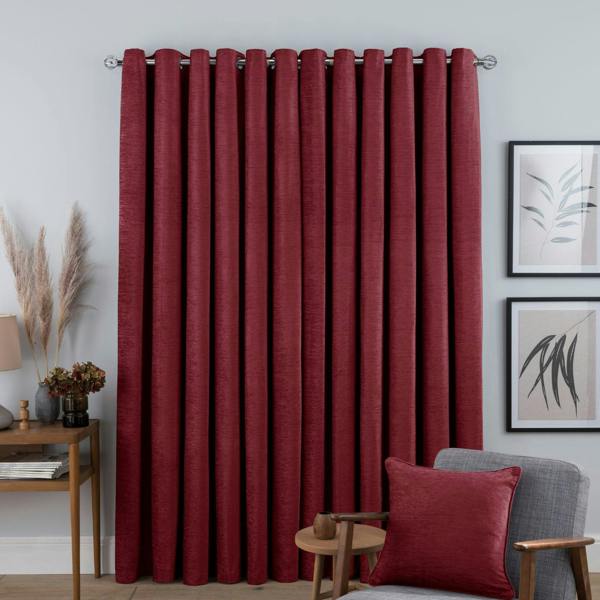 Smart Living Chenille Eyelet Curtain - Red