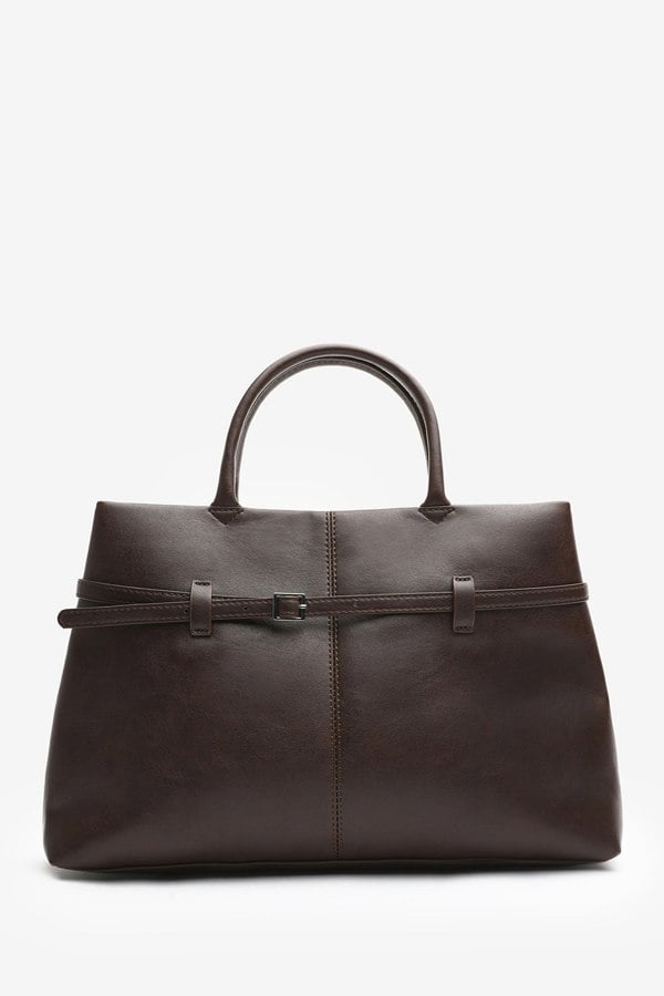 Where's That From Flores Luxury Structured Leather Tote Bag in Brown