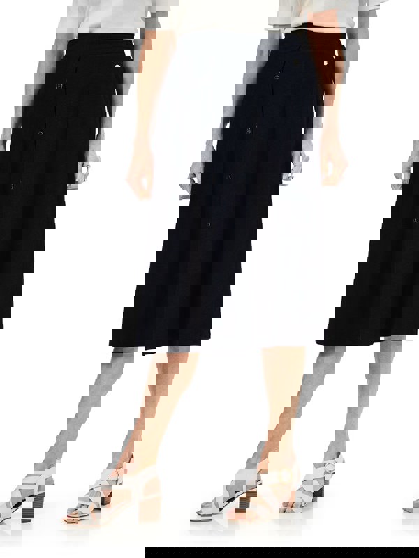 PennyPlain Button Through Skirt - Navy