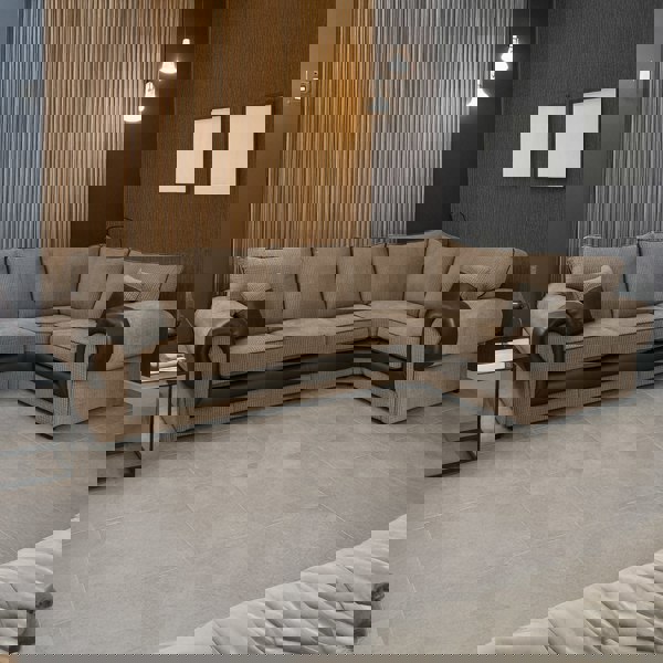 Furnishings For Less Portland Mixed Fabric Cord 5 Seater L Shape Corner Sofa