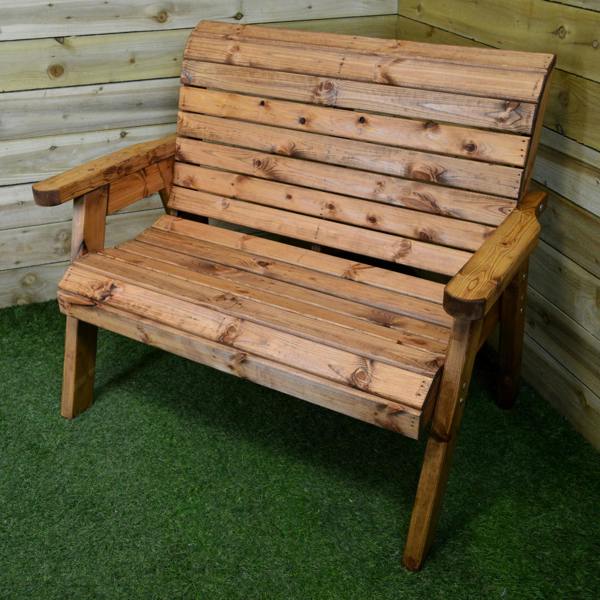 Samuel Alexander Charles Taylor Hand Made Traditional 2 Seater Chunky Rustic Wooden Garden Bench Furniture