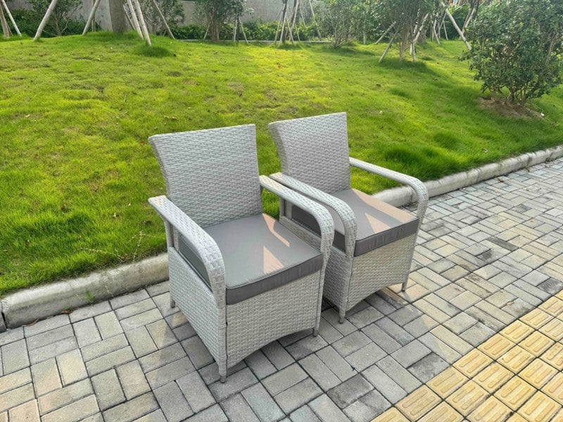 Fimous Rattan Garden Furniture Set with 1 Big Round Coffee Table & 4 Seater Chairs Light Grey Mixed