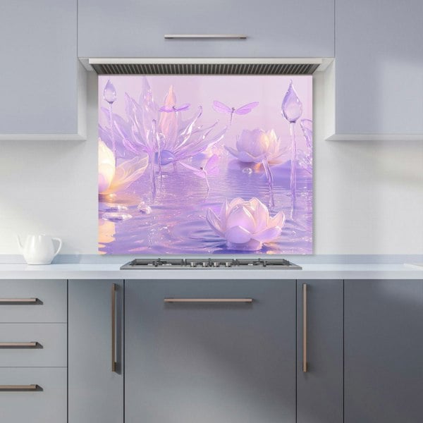 Warren Reed - Designer Mystical Waterlilies in Purple Twilight Kitchen Splashback