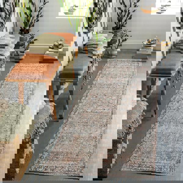 Livabliss Colin-Washable Brown Orange Grey Traditionnal Vintage Boho Rug