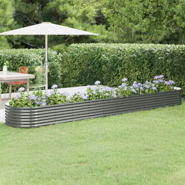 Berkfield Garden Raised Bed Powder-coated Steel 440x80x36 cm Grey