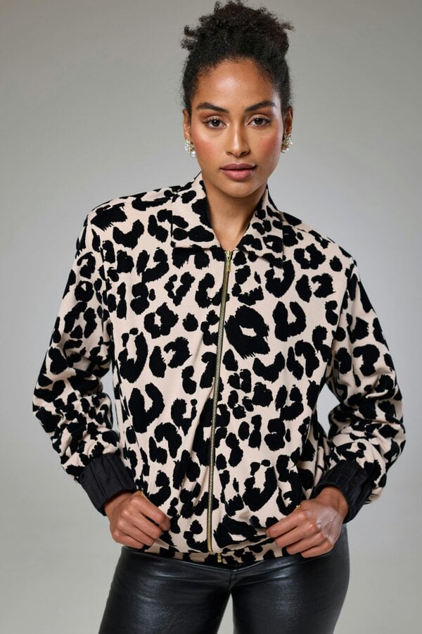 Lioness by TF Leopard Velvet Bomber Jacket