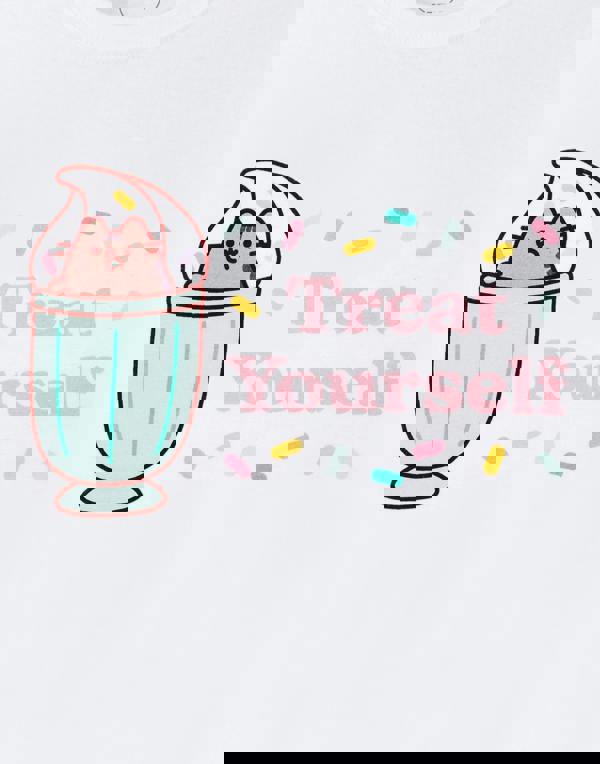 Pusheen Womens White Treat Yourself Short Sleeved T-Shirt