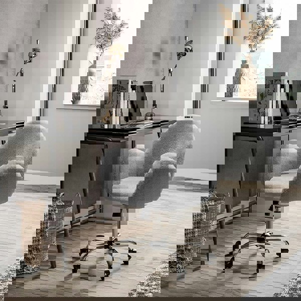 Grey Plush Adjustable Office Chair with Armrests and Rolling Wheels Living and Home