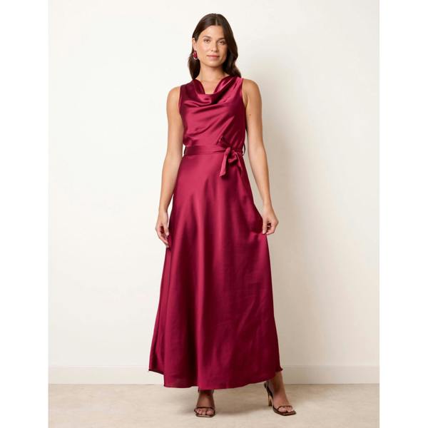Blue Vanilla Satin Cowl Neck Dress