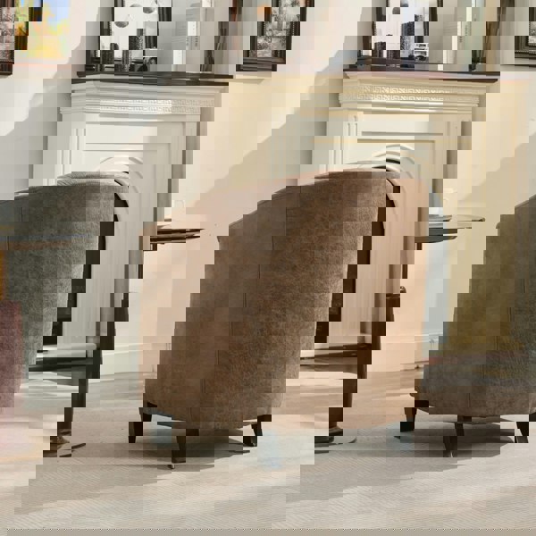 Furniture One Bronzing Fabric Tub Chair, Upholstered Armchair, Padded Barrel Club Chair