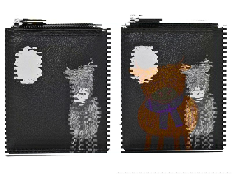 Mala Leather Highland Cow Leather RFID Coin & Card Purse
