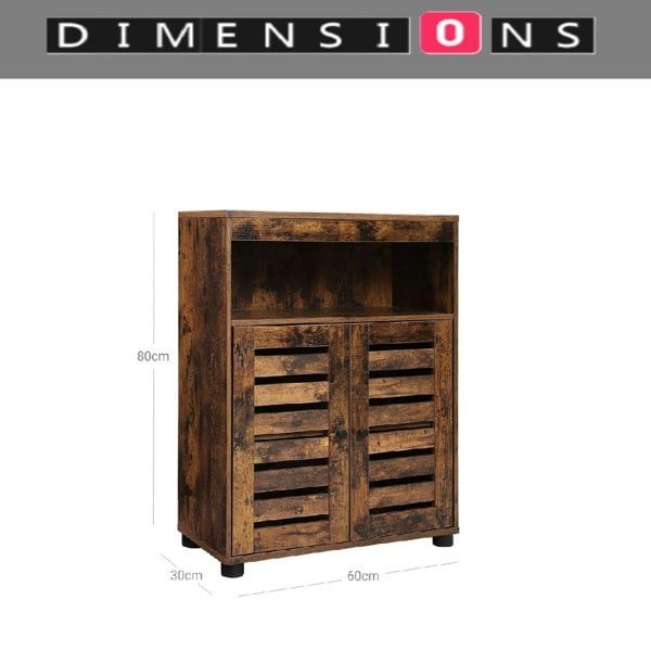 Modcraft 4-Tier Rustic Bathroom Cabinet with Louver Doors – Adjustable Shelf, 60 x 30 x 80 cm