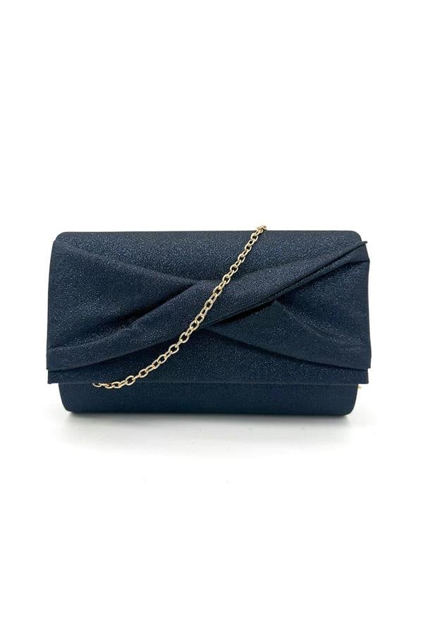Pluspup Pleated Glitter Clutch Bag with Chain Strap
